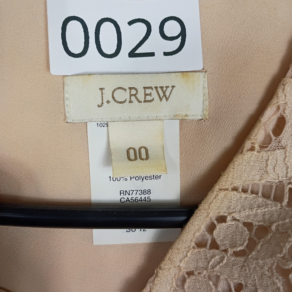 J.Crew Tan Beige Corded Lace Popover‎ Mini Dress Scalloped Hem Sleeveless 00 - Picture 8 of 8